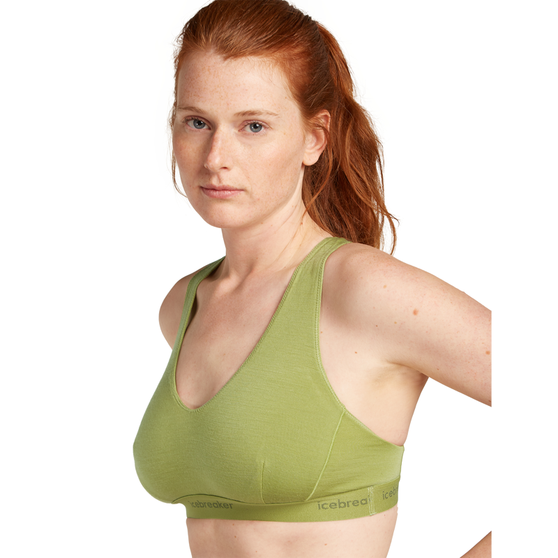 Icebreaker Womens 125 Cool Lite Sprite Racerback Bra Olive-2