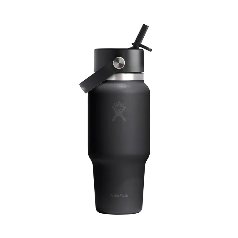 Hydro Flask 24oz Wide Flex Straw Travel Bottle Black