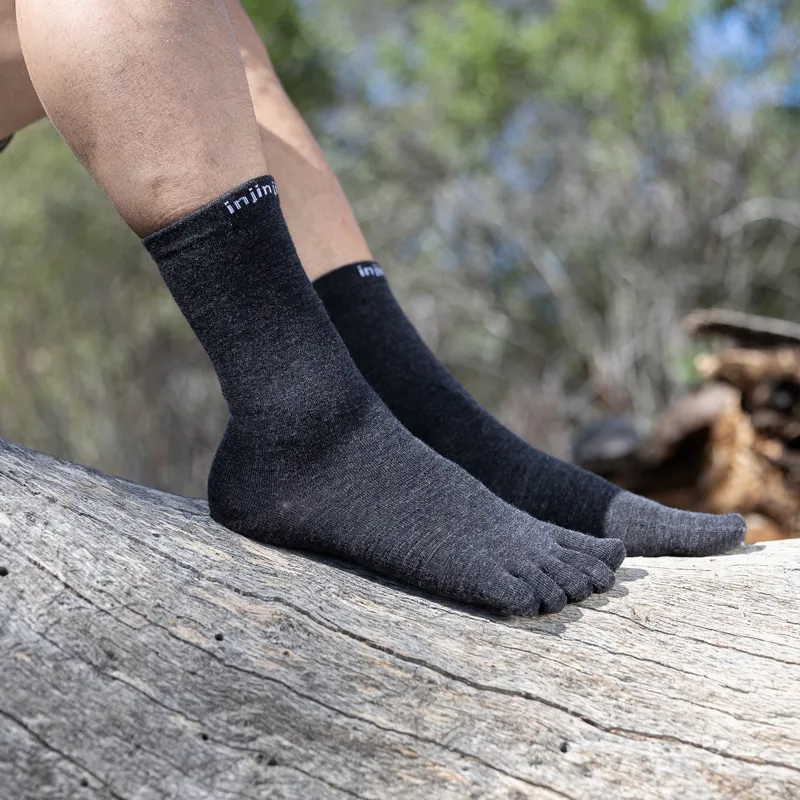 Injinji Liner Crew Wool Toe Socks Slate-5