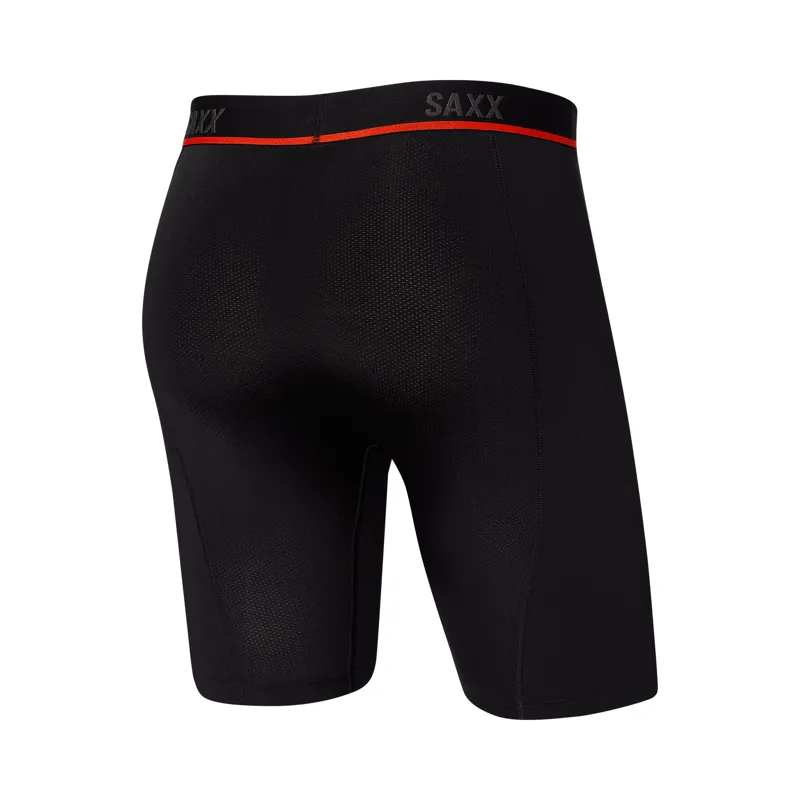 SAXX Men's Kinetic Light-Compression Long 8in Boxer Briefs Black-1