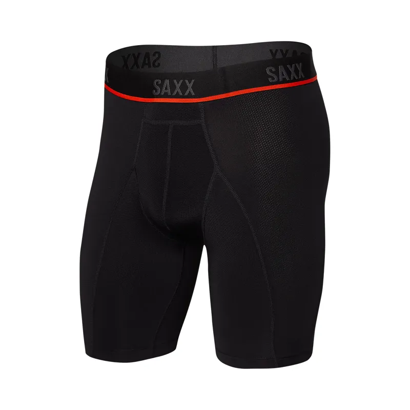 SAXX Men's Kinetic Light-Compression Long 8in Boxer Briefs Black