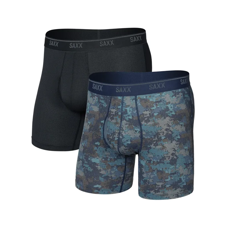 SAXX Quest Quick-Dry Mesh Boxer Briefs Two-Pack Matrix Camo Black