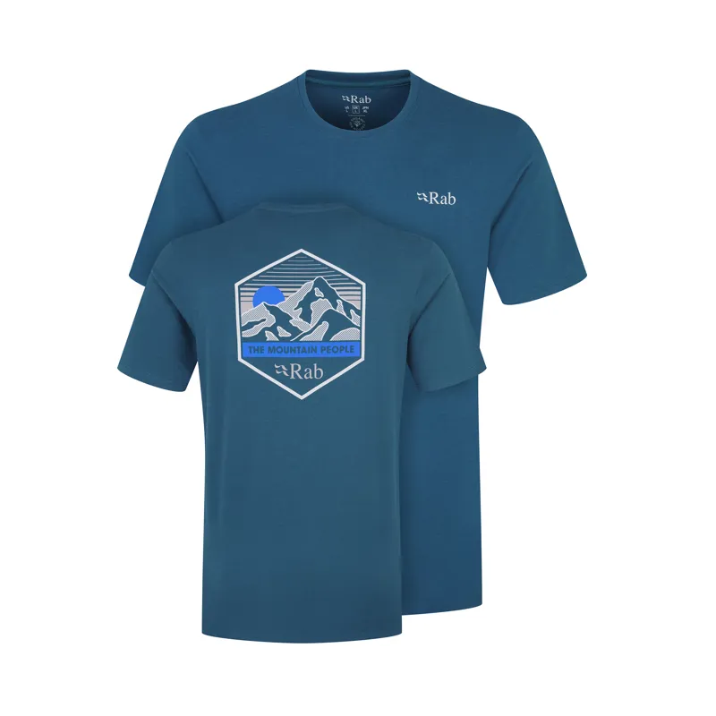 Rab Mens Stance Mountain Peak T-Shirt Tempest Blue