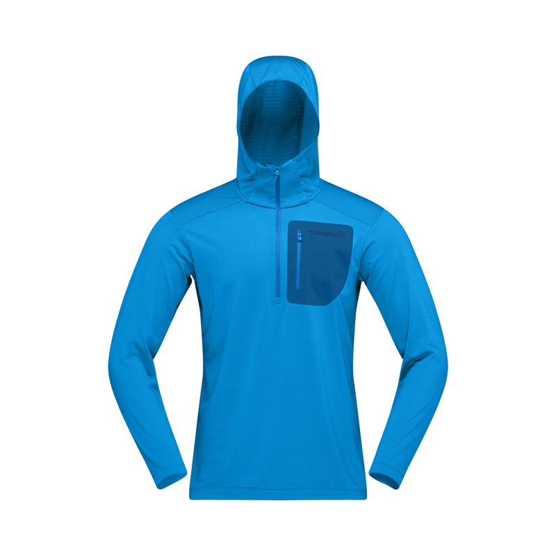 Norrona Men's Falketind Warm1 Hooded Fleece Brilliant Blue / Dark Blue