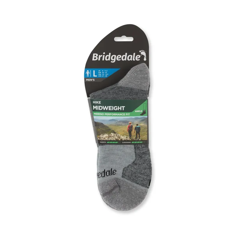 Bridgedale Men's Hike Midweight Merino Performance Ankle Socks Silver-2