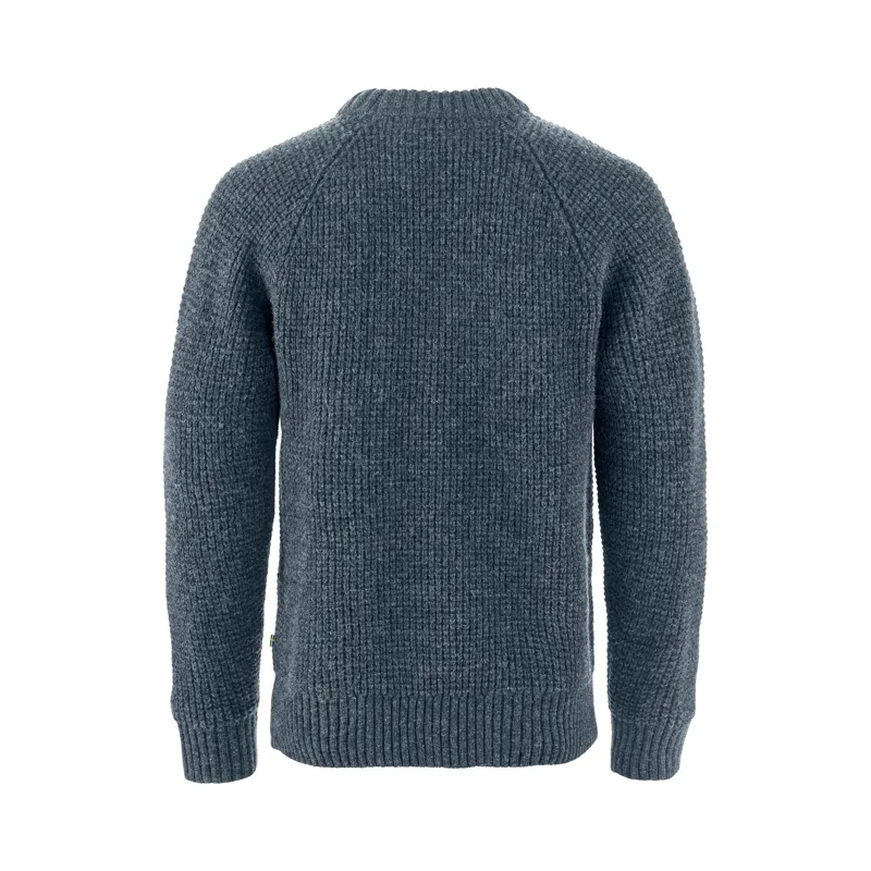 Fjallraven Men's Ovik Waffle Knit Jumper Navy-1