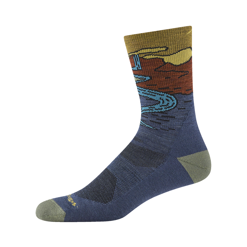 Darn Tough Men's Chasing Waterfalls Micro Crew Lightweight Socks with Cushion Denim-1