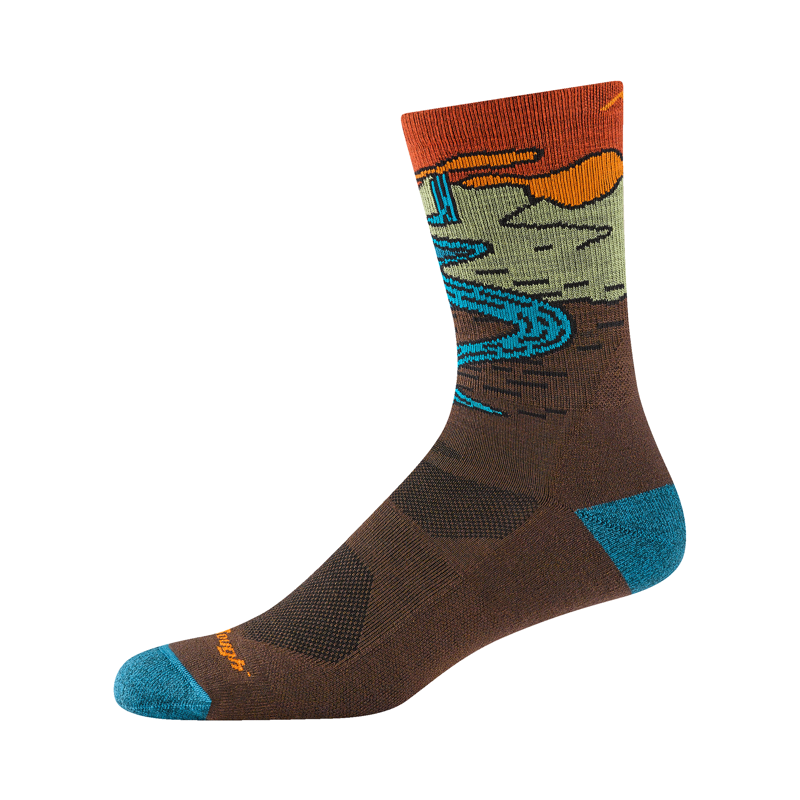 Darn Tough Men's Chasing Waterfalls Micro Crew Lightweight Socks with Cushion Earth-1