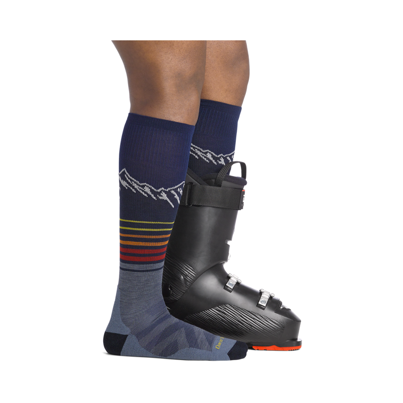 Darn Tough Men's Steep Lines Over-The-Calf Lightweight Socks with Cushion Eclipse-1