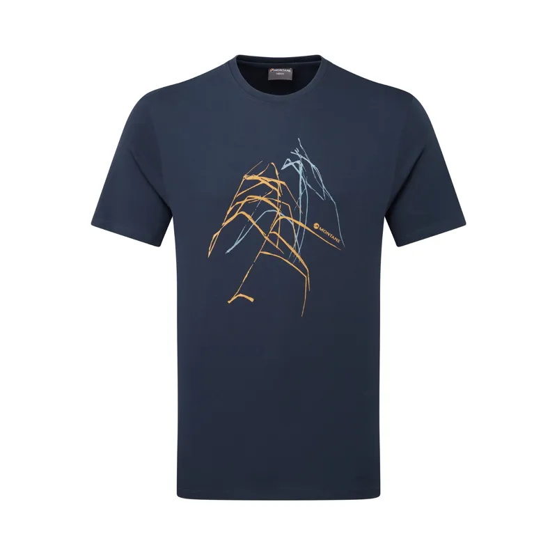 Montane Men's Abstract Mountain T-Shirt Eclipse Blue
