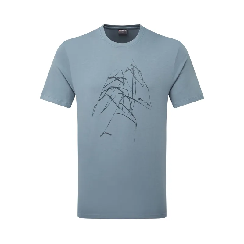 Montane Men's Abstract Mountain T-Shirt Stone Blue