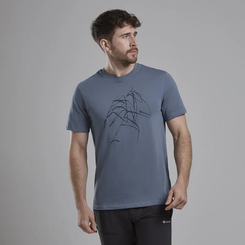 Montane Men's Abstract Mountain T-Shirt Stone Blue-3