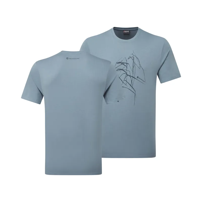 Montane Men's Abstract Mountain T-Shirt Stone Blue-2