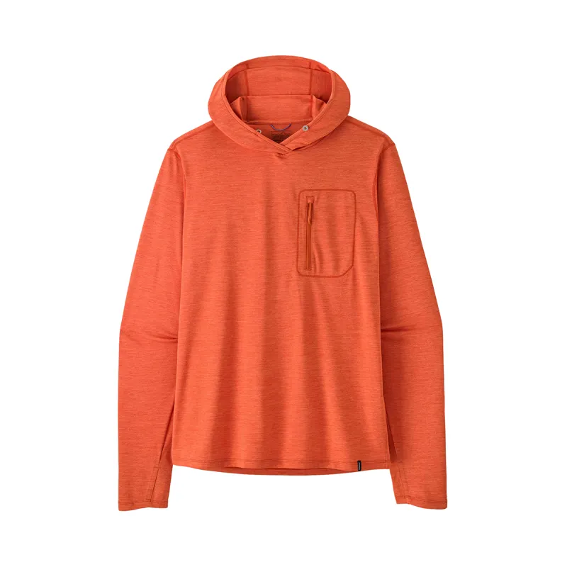 Patagonia Mens Capilene Cool Sun Hoodie Coal Orange X-Dye