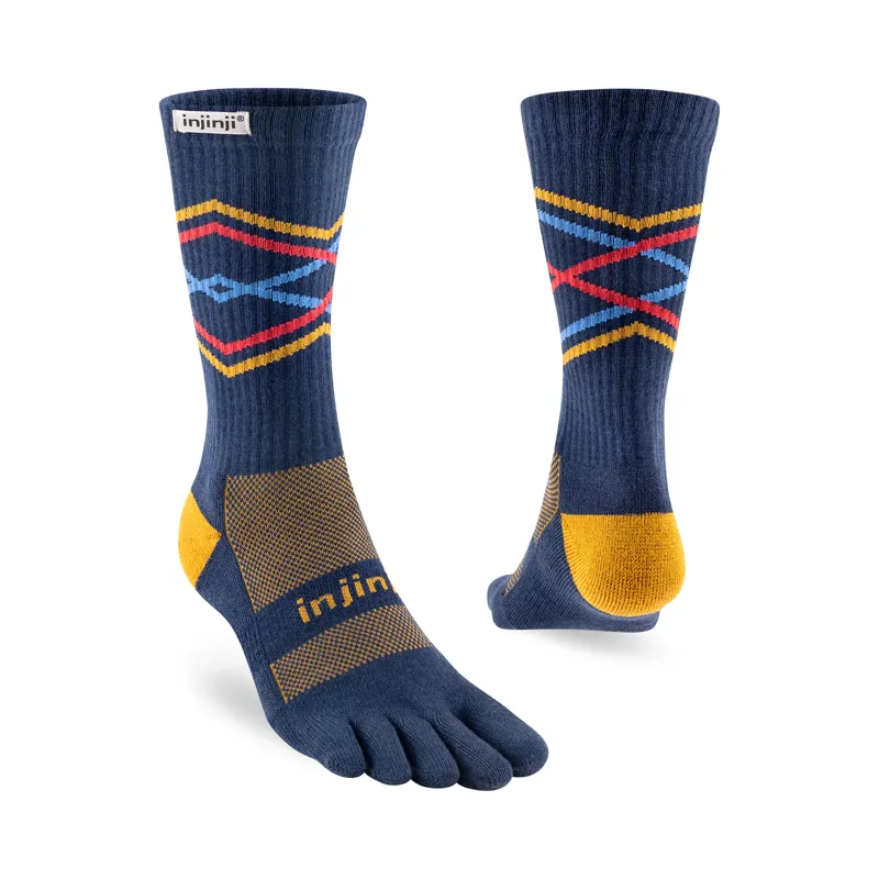 Injinji Men's Trail Midweight Crew Toe Socks Denim