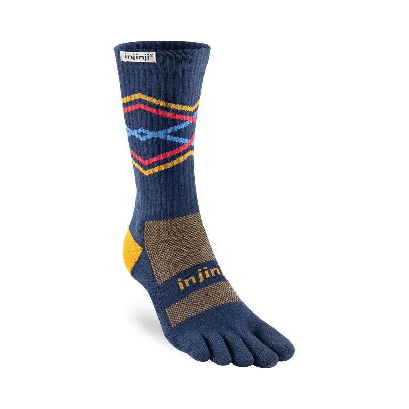 Injinji Men's Trail Midweight Crew Toe Socks Denim-1