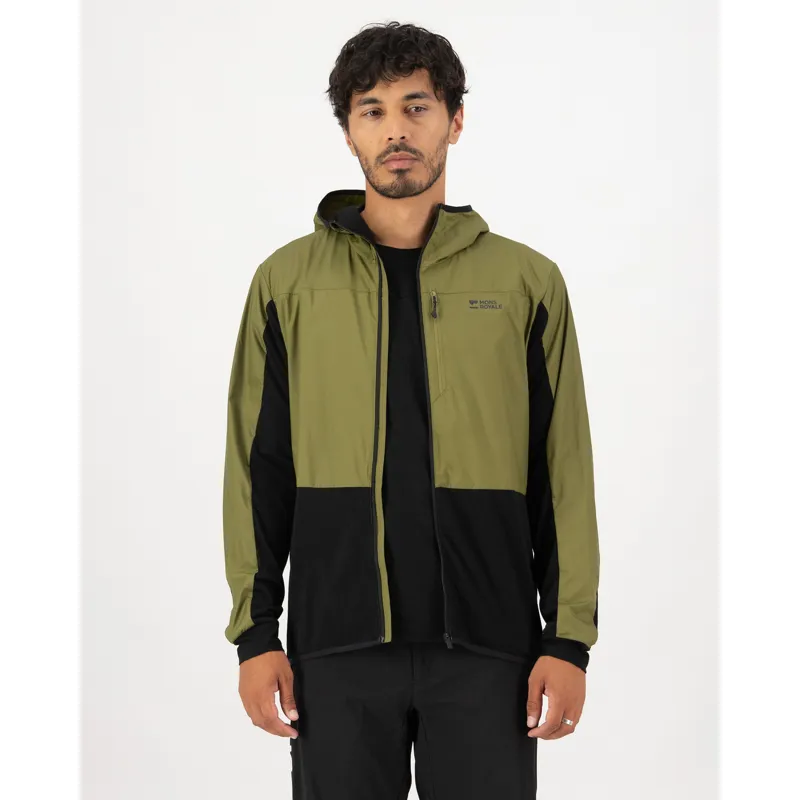 Mons Royale Men's Diversion Merino Wind Jacket Fern Black-2
