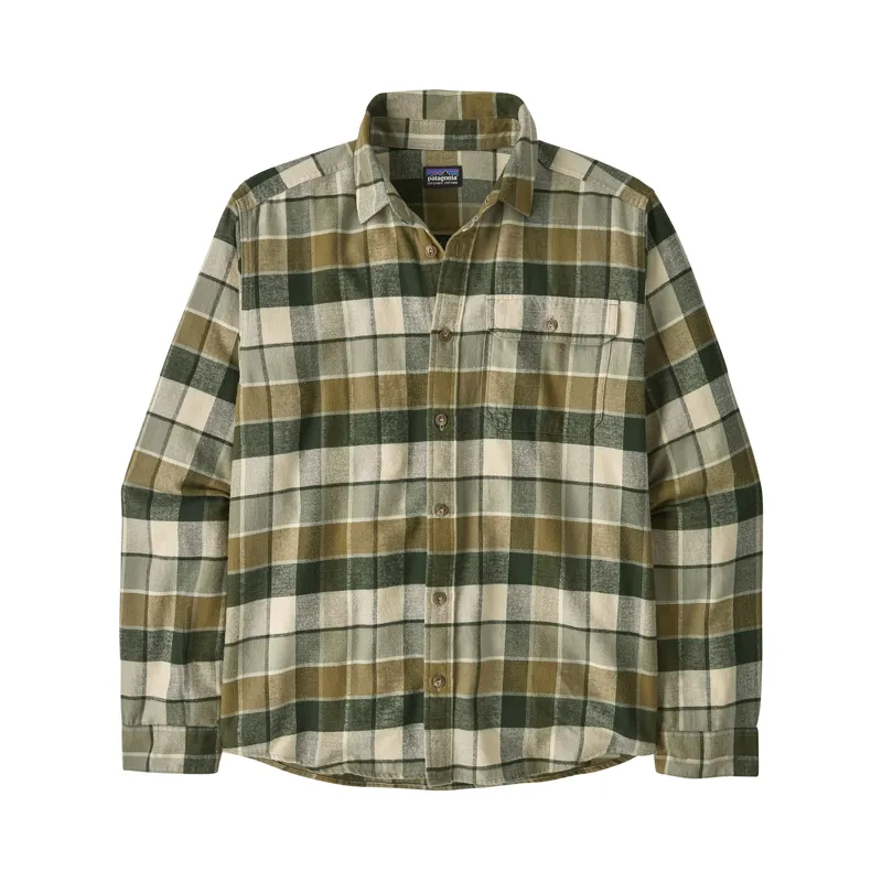 Patagonia Men's L/S LW Fjord Flannel Shirt Rocky Old Growth Green