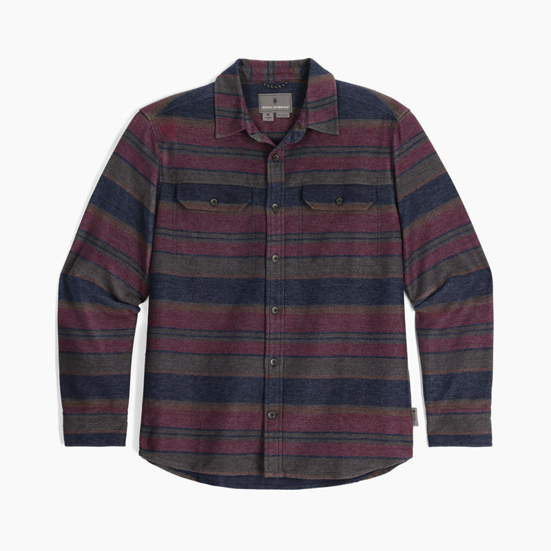 Royal Robbins Mens Clouds Rest Hemp LS Naval Pacific Crest Stripe