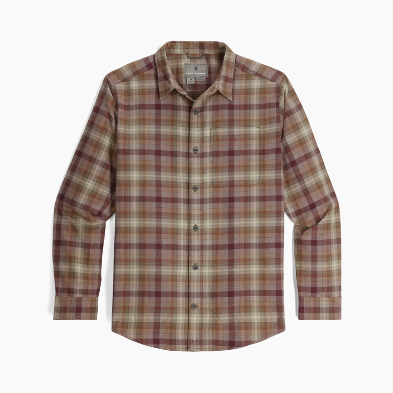 Royal Robbins Men's Lieback Cotton Flannel LS Dusty Olive Dipsea Pld
