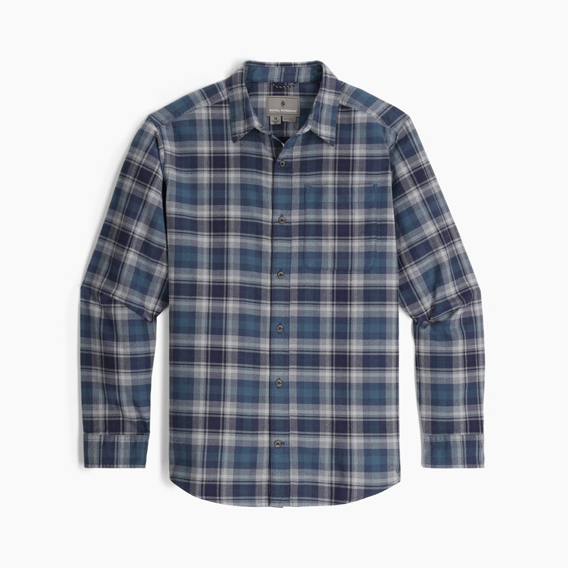 Royal Robbins Men's Lieback Cotton Flannel LS Navy Dipsea Pld