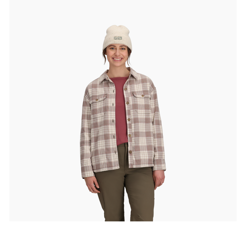 Royal Robbins Women's Vista Flannel Shacket Chalk Antelope Pld-4