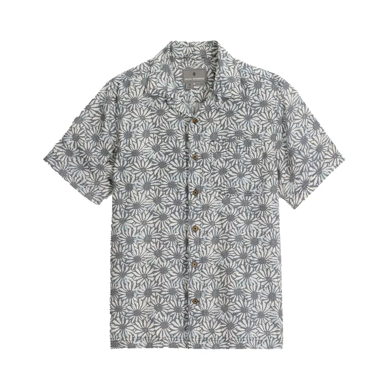 Royal Robbins Men's Camino Pucker SS Shirt Deep Blue Caledonia Pattern