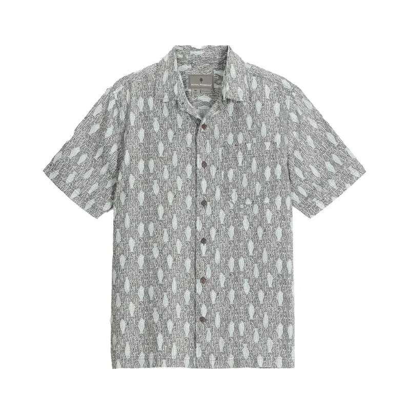 Royal Robbins Men's Camino Pucker SS Shirt Everglade Fish Pattern