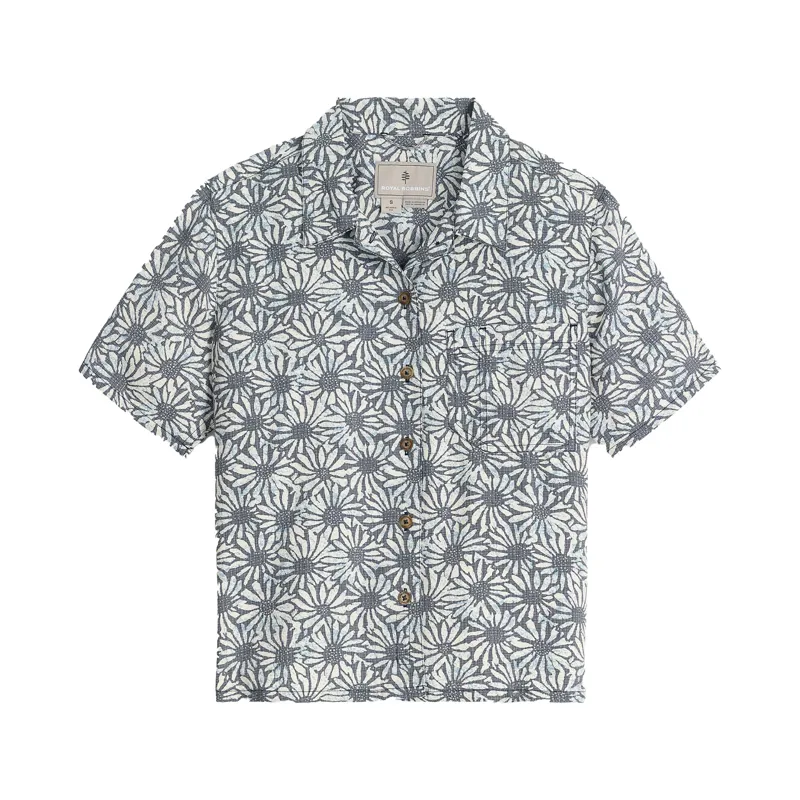 Royal Robbins Women's Camino Pucker SS Shirt Deep Blue Caledonia Pattern