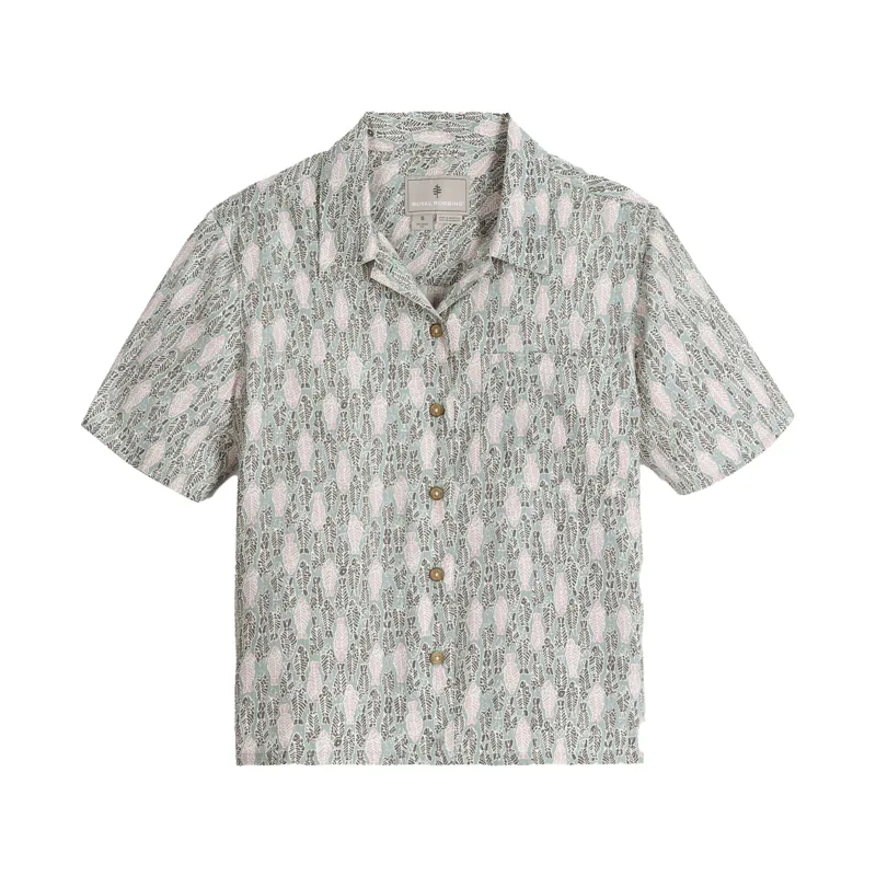 Royal Robbins Women's Camino Pucker SS Shirt Sage Fish Pattern