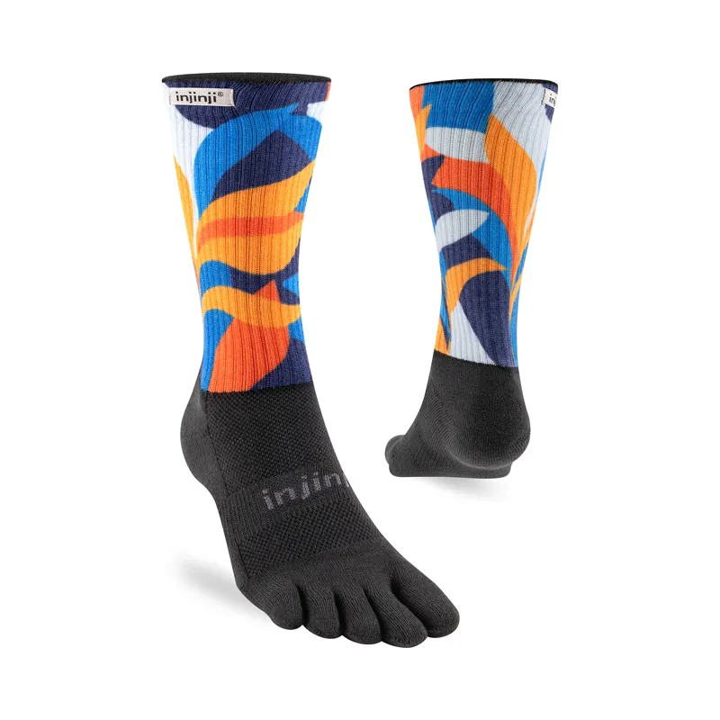 Injinji Spectrum Trail Midweight Crew Toe Socks Botanic