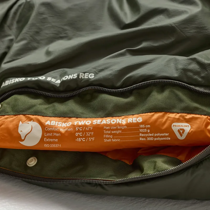 Fjallraven Abisko Two Seasons Sleeping Bag Olive - Regular -7