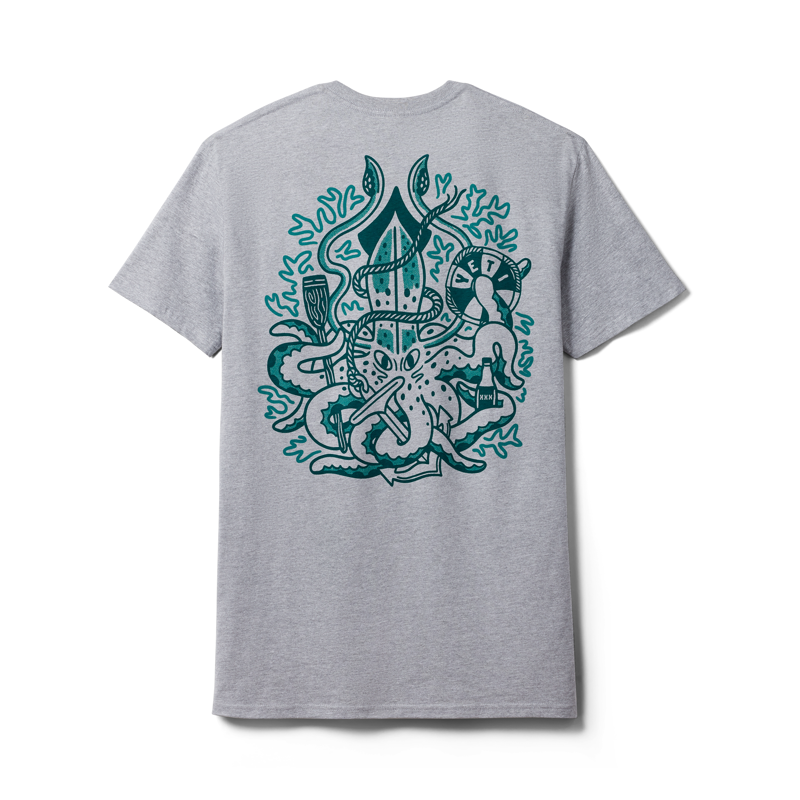 YETI Nautical Octopus Short Sleeve T-Shirt Heather Grey-1