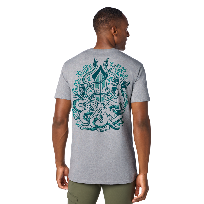 YETI Nautical Octopus Short Sleeve T-Shirt Heather Grey-4