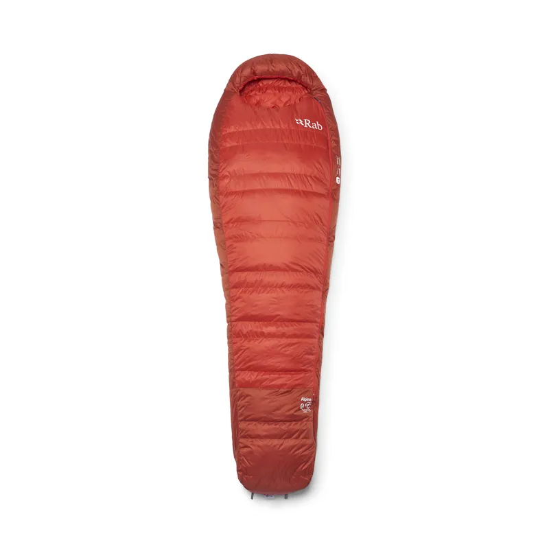 Rab Men's Alpine 0C/ 32F Sleeping Bag - Long - Left Zip Dark Horizon / Tuscan Red