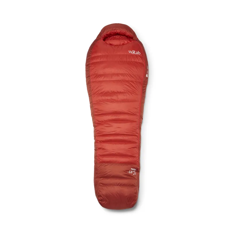 Rab Men's Alpine -18C / 0F Sleeping Bag - Long - Left Zip Dark Horizon/ Tuscan Red