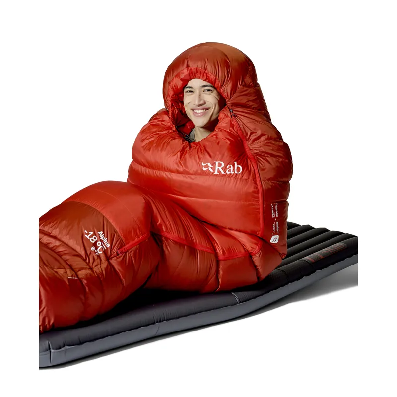 Rab Men's Alpine -18C / 0F Sleeping Bag - Long - Left Zip Dark Horizon/ Tuscan Red-4