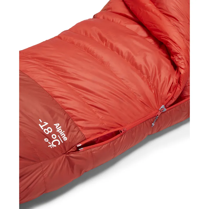 Rab Men's Alpine -18C / 0F Sleeping Bag - Long - Left Zip Dark Horizon/ Tuscan Red-9