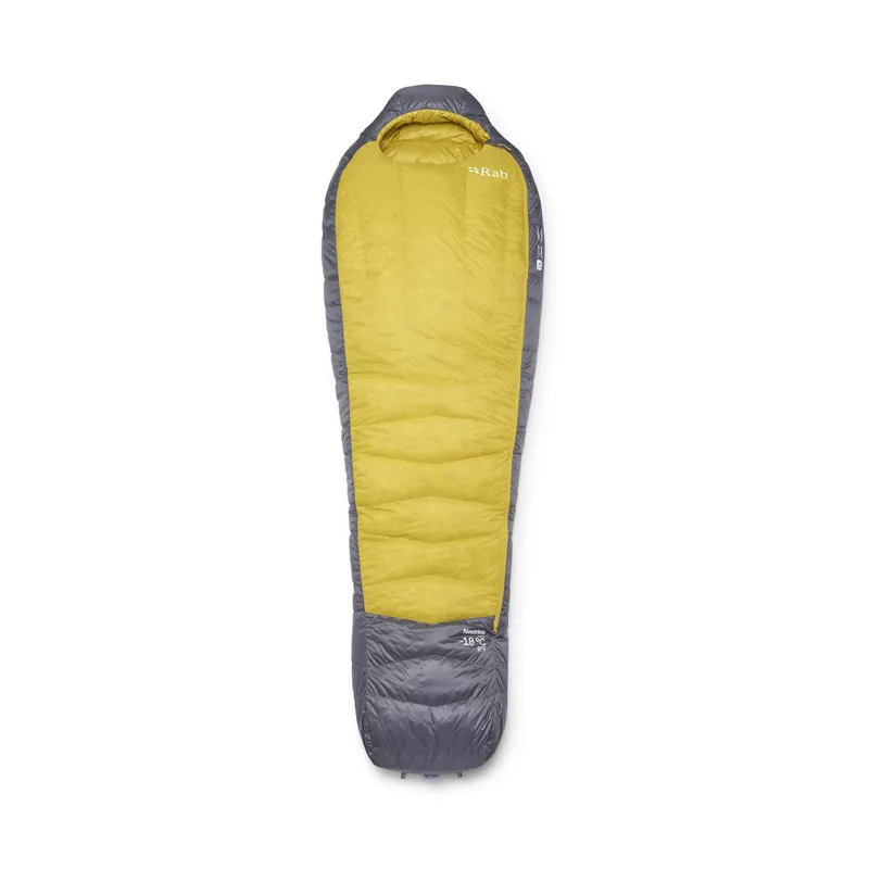 Rab Men's Neutrino -18C / 0F Sleeping Bag - Long - Left Zip Graphene/ Dark Pollen