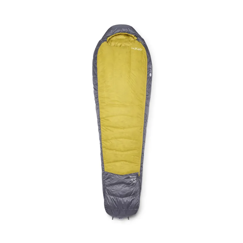 Rab Men's Neutrino -6C / 20F Sleeping Bag - Long - Left Zip Graphene/ Dark Pollen