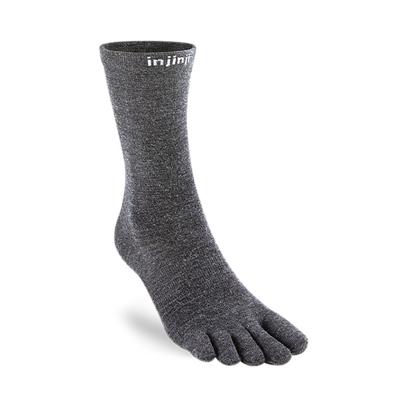 Injinji Liner Crew Wool Toe Socks Slate-1