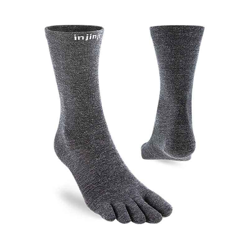 Injinji Liner Crew Wool Toe Socks Slate-2