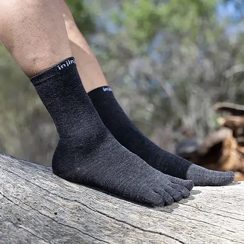 Injinji Liner Crew Wool Toe Socks Slate-7
