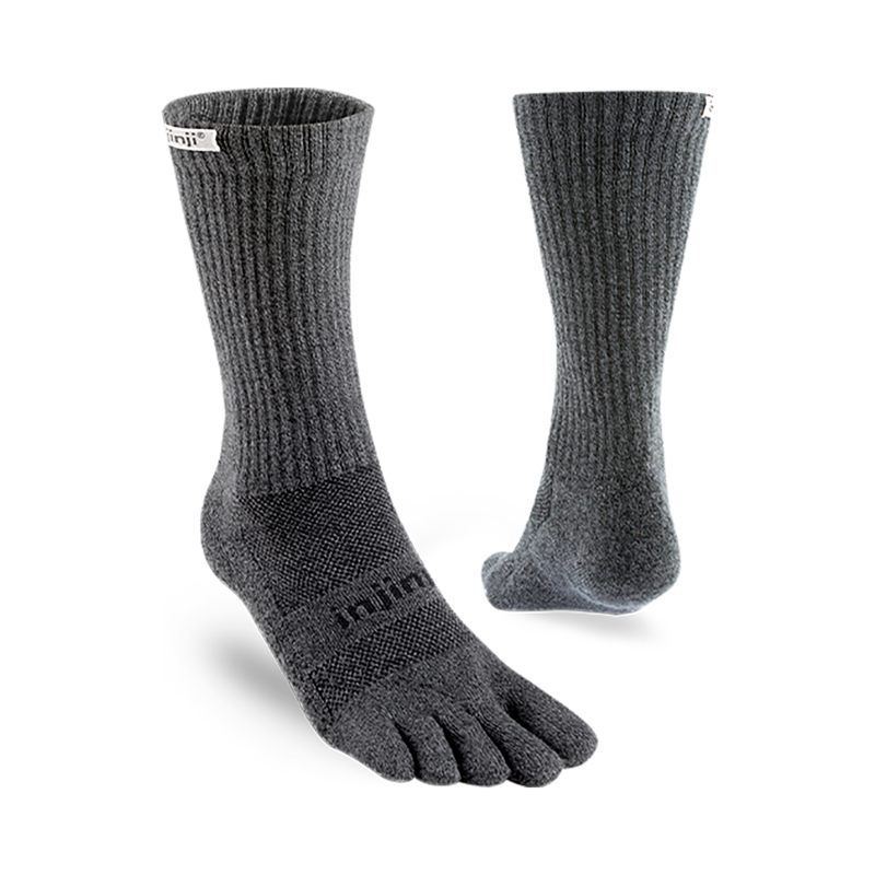 Injinji Men's Trail Midweight Crew Toe Socks Granite