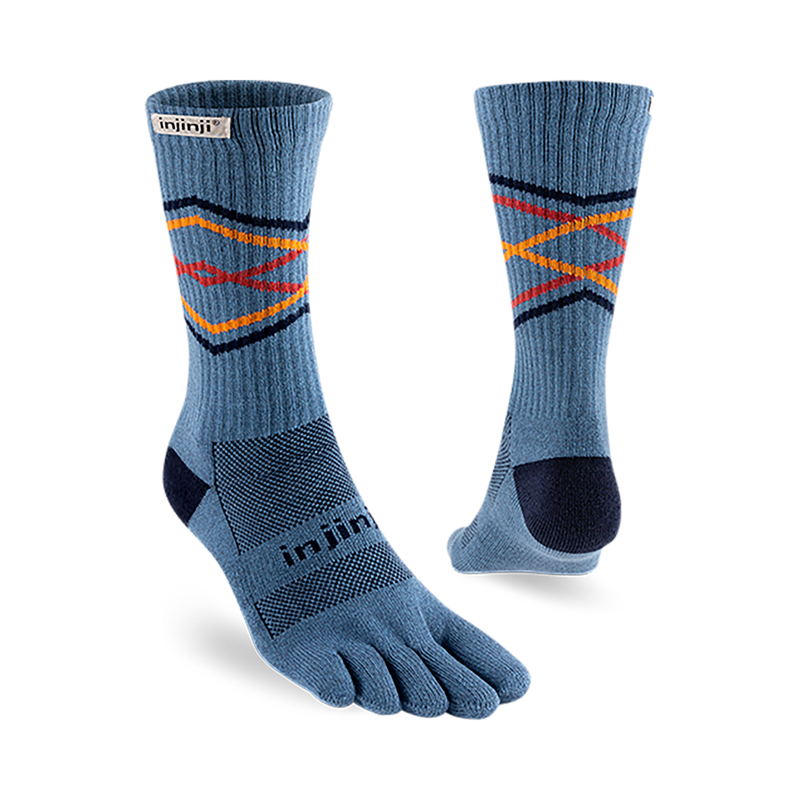 Injinji Men's Trail Midweight Crew Toe Socks Lake
