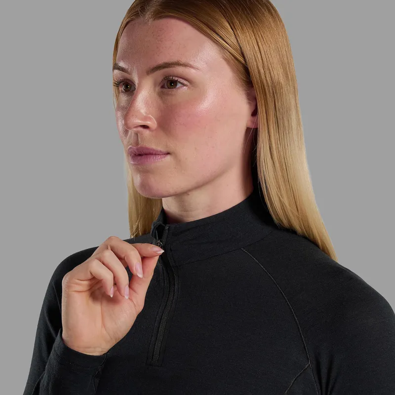 Montane Women's Malli Long Sleeve Zip T-Shirt Black-3