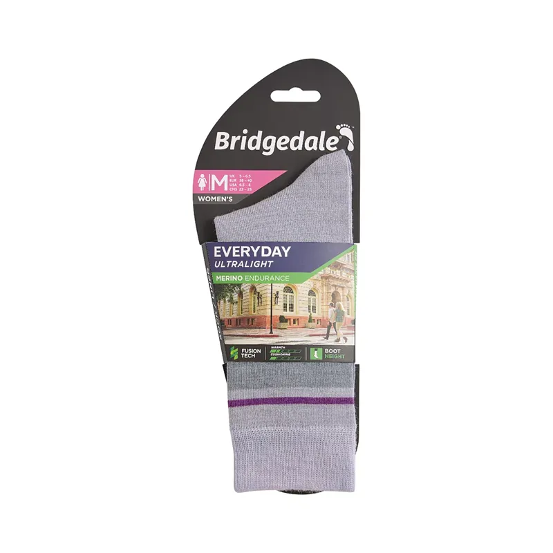 Bridgedale Women's Ultralight Merino Performance Boot Socks Grey-2