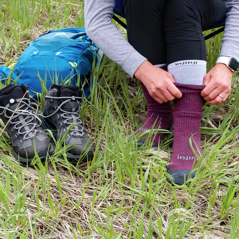 Injinji Women's Liner plus Hiker Toe Socks Maroon Heather Grey-4