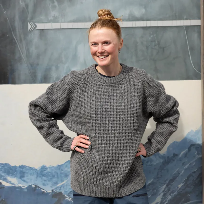 Fjallraven Women's Ovik Waffle Knit Jumper Grey-7