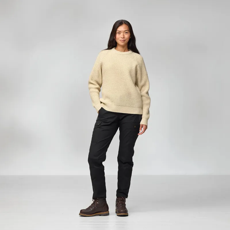 Fjallraven Women's Ovik Waffle Knit Jumper Grey-2